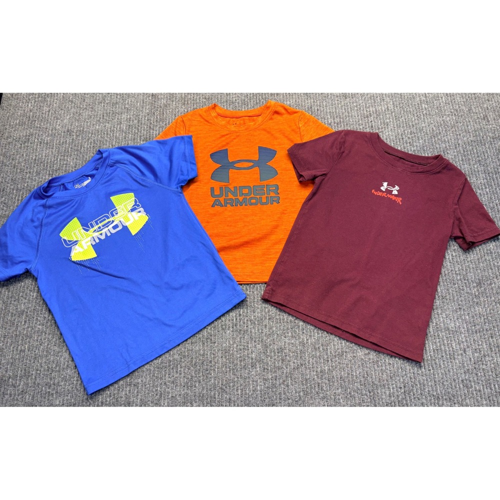 Under Armour Boys Graphic T-Shirt Bundle Size 4 4T Blue Orange Maroon 3 Pack